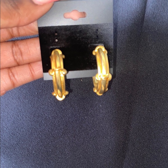 Vintage Karl Lagerfeld Stylish Gold Hoop clip Earrings